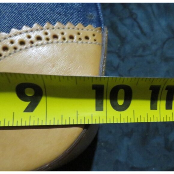 Coach Y2K Vintage Indigo Blue Denim & Tan Vachetta leather Demi Baguette Handbag - Picture 12 of 13